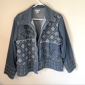 Vintage Sara Studio denim patchwork jean jacket